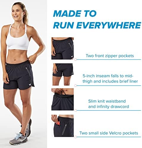 Korsa חבק 5 מכנסיים קצרים אתלטים 2.0 לנשים עם כיסים | קל משקל, פיתול לחות ומונע קצר | לריצה, יוגה, חדר כושר | צל, X-SMALL
